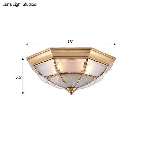 Traditional Water Glass Brass Cone Flush Mount Ceiling Light Fixture - 6/8/10 Bulbs Hallway Décor