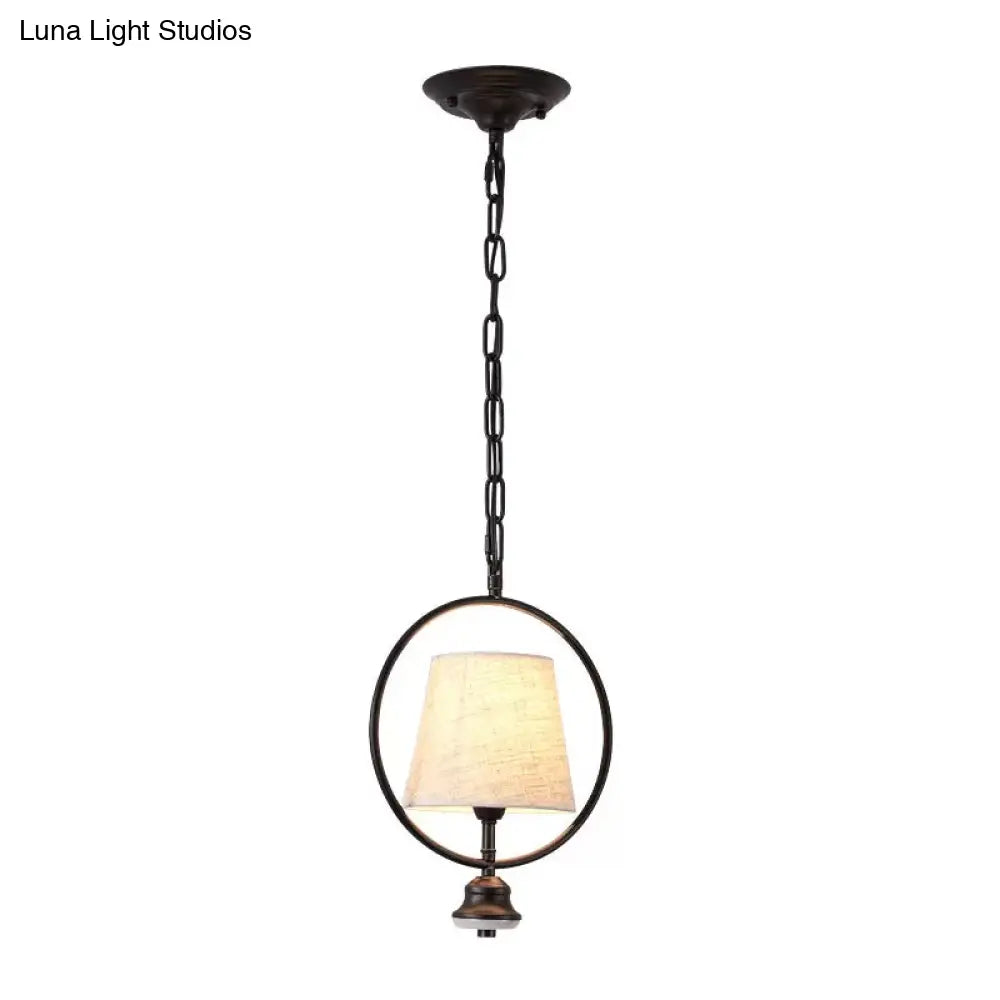 Traditional White Fabric Dining Room Pendant Ceiling Light Fixture