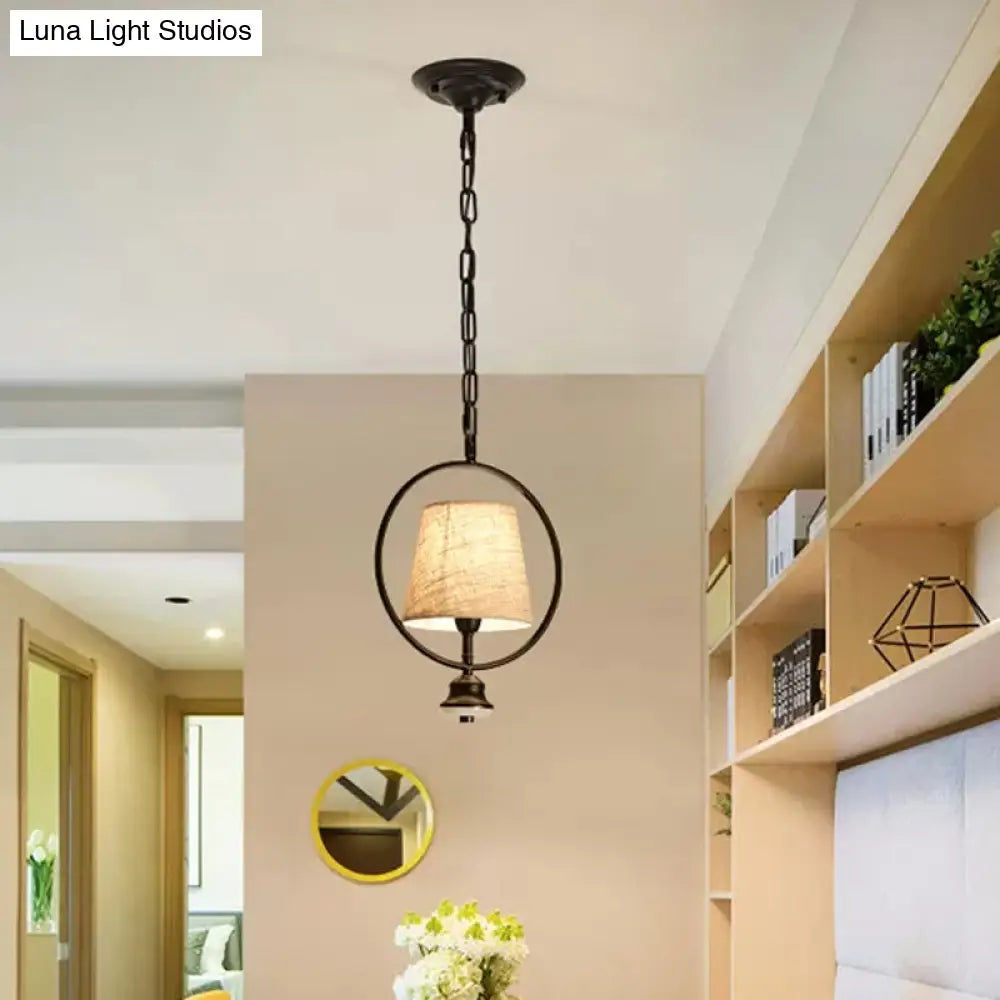 Traditional White Fabric Dining Room Pendant Ceiling Light Fixture