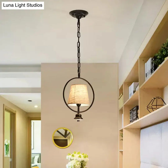 Traditional White Fabric Dining Room Pendant Ceiling Light Fixture
