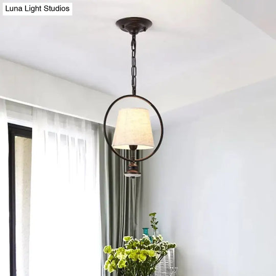 Traditional White Fabric Dining Room Pendant Ceiling Light Fixture