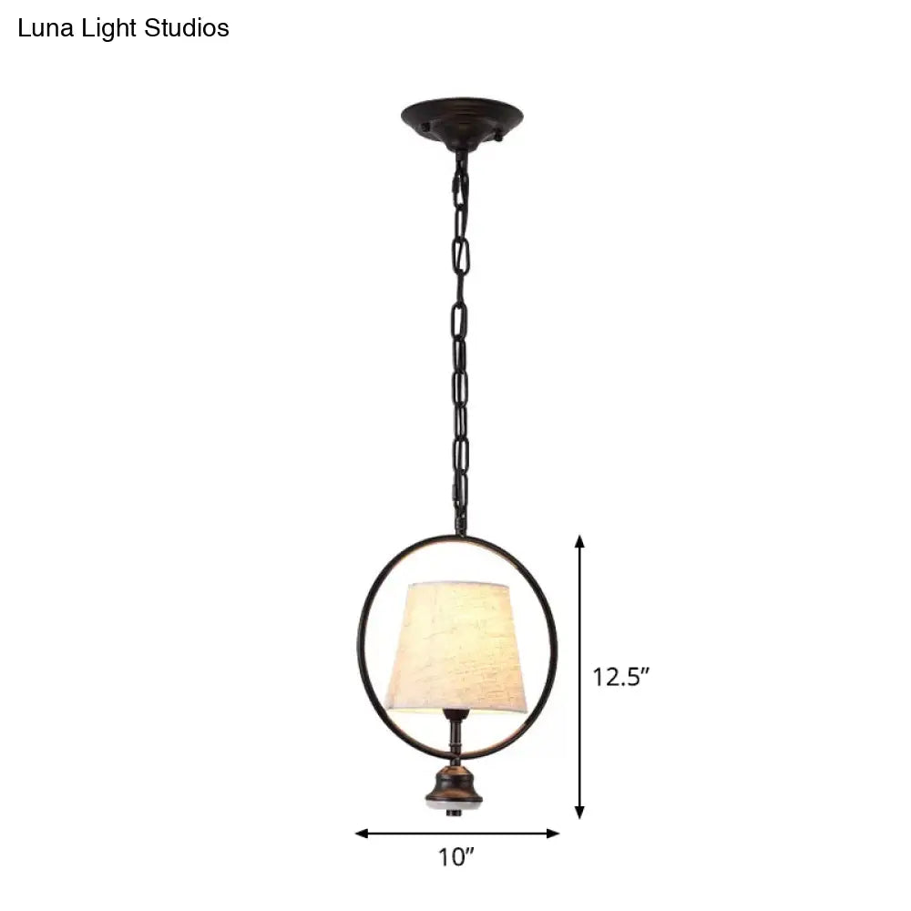 Traditional White Fabric Dining Room Pendant Ceiling Light Fixture