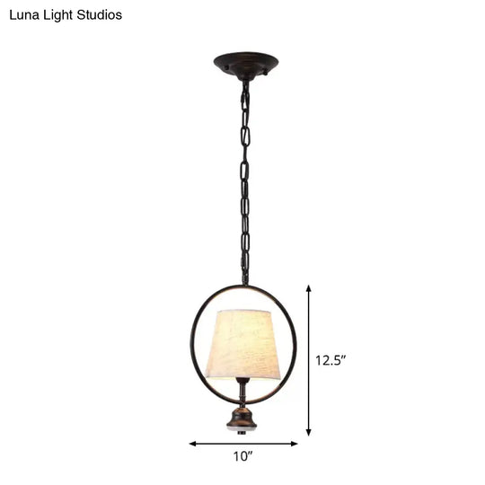 Traditional White Fabric Dining Room Pendant Ceiling Light Fixture