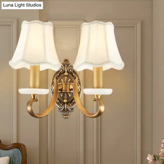Traditional White Flared Wall Lamp With Jade Deco - Perfect Dining Room Lighting