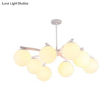 Traditional White Glass Globe Chandelier - 3/6/8 Light Pendant Fixture For Dining Room