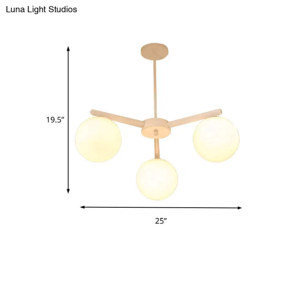 Traditional White Glass Globe Chandelier - 3/6/8 Light Pendant Fixture For Dining Room