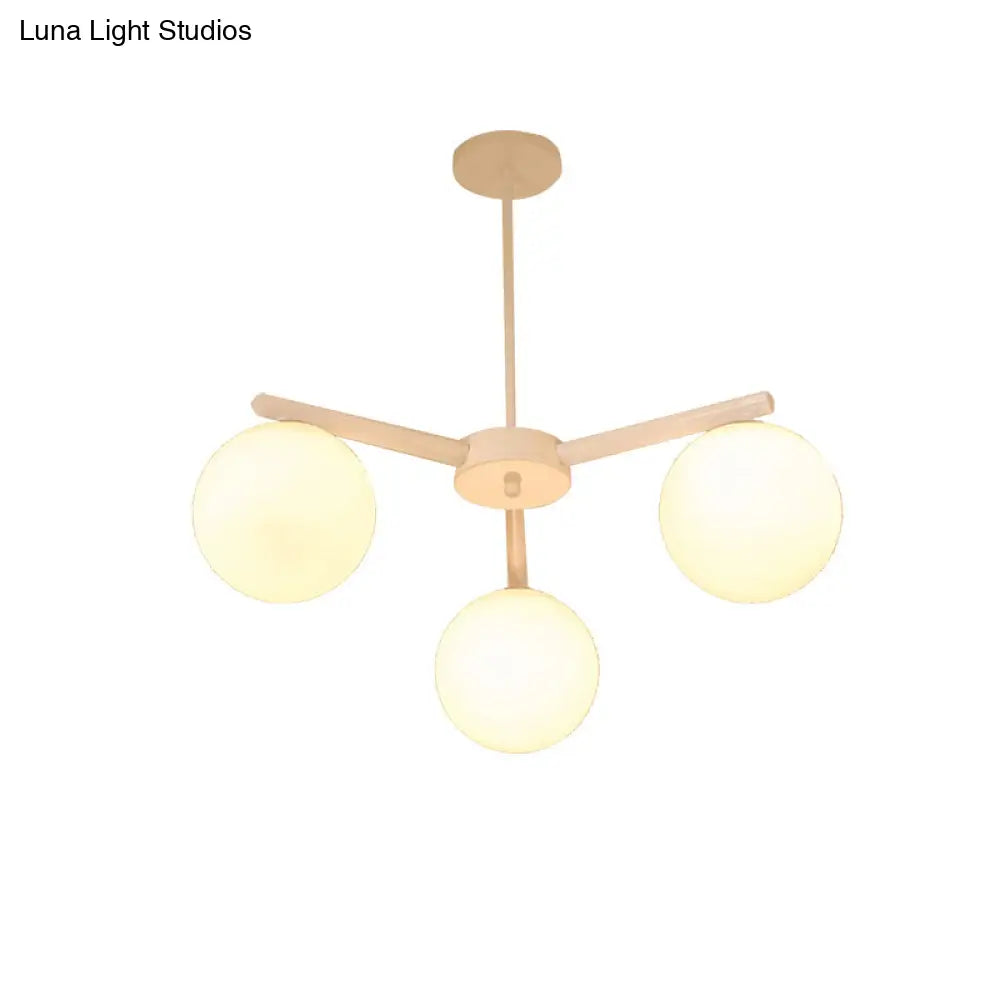 Traditional White Glass Globe Chandelier - 3/6/8 Light Pendant Fixture For Dining Room