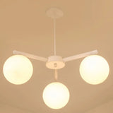 Traditional White Glass Globe Chandelier - 3/6/8 Light Pendant Fixture For Dining Room 3 /