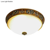 Traditional Wood Resin 3 - Head Flush Mount Ceiling Light For Hallway - 12’/15’/19’ Wide