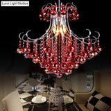 Traditionalist Raindrop Purple/Red Crystal Ball Chandelier Pendant Light With Chrome Down Lighting -