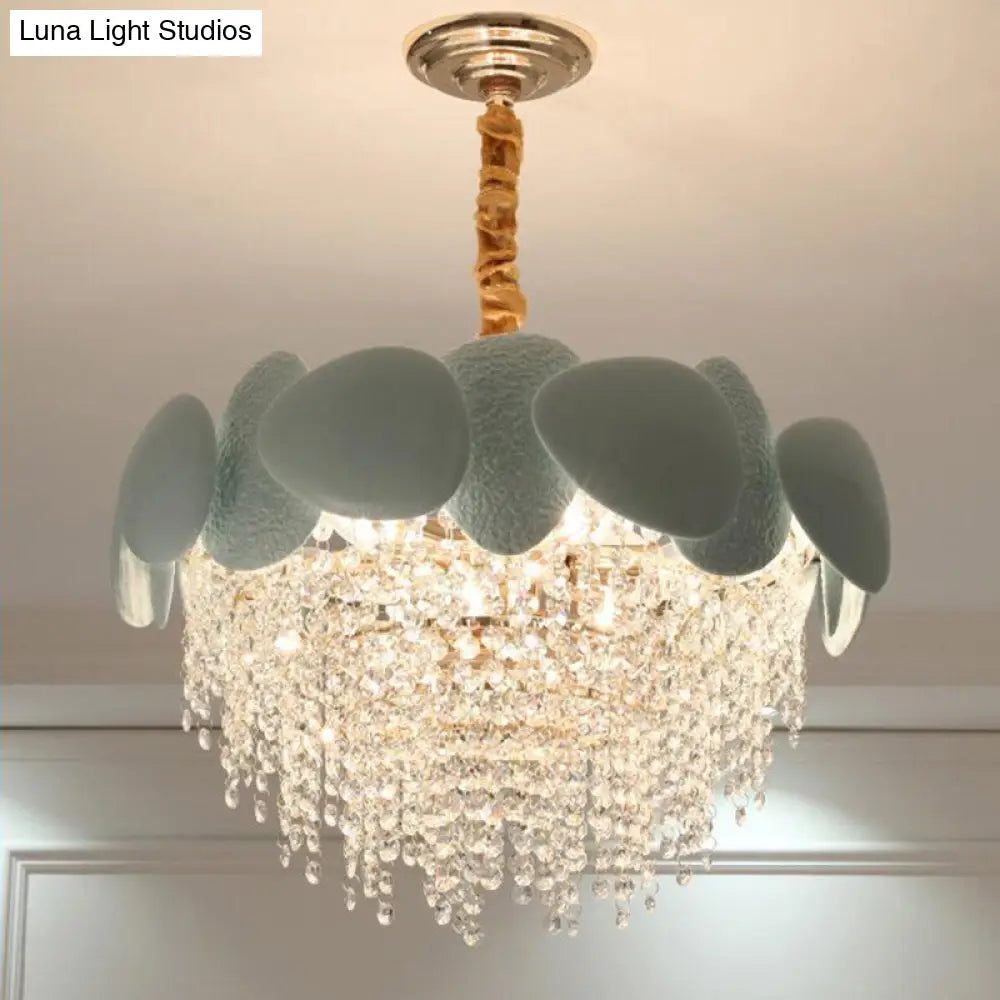 Sleek 9-Light Clear Crystal Chandelier Timeless Cascading Suspension Pendant
