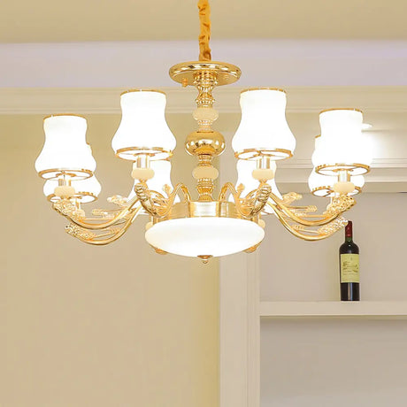 Transitional White Glass Pendant Lighting With Elegant Gold Finish 8 /