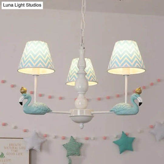 Trapezoid Shade Hanging Ceiling Lamp With Swan Fabric: Nordic Chandelier For Bedrooms