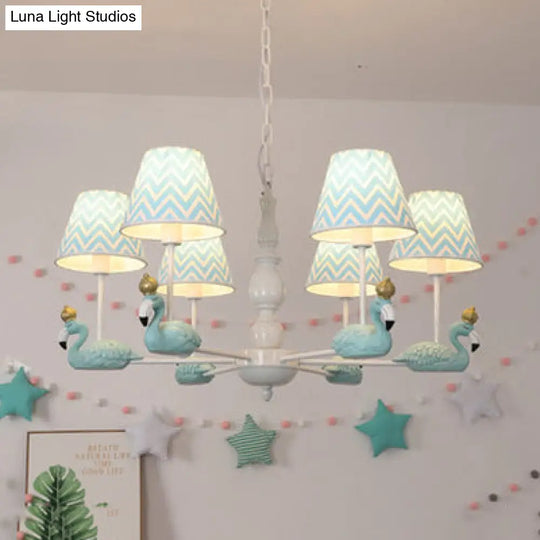 Trapezoid Shade Hanging Ceiling Lamp With Swan Fabric: Nordic Chandelier For Bedrooms