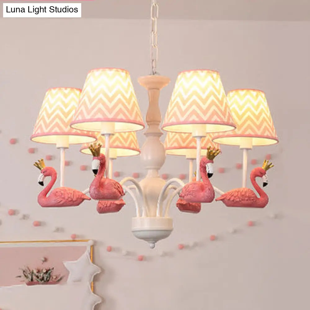 Trapezoid Shade Hanging Ceiling Lamp With Swan Fabric: Nordic Chandelier For Bedrooms