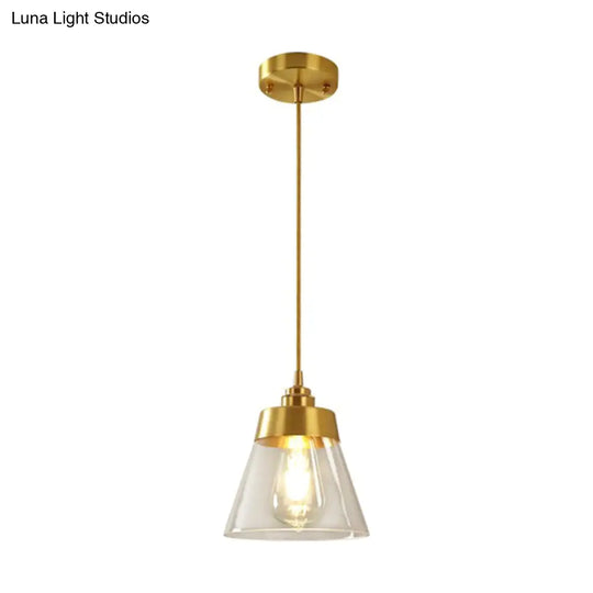 Trendy Trapezoid Glass Pendant Lamp For Cafe - Modern One-Light Shade Hanging Fixture