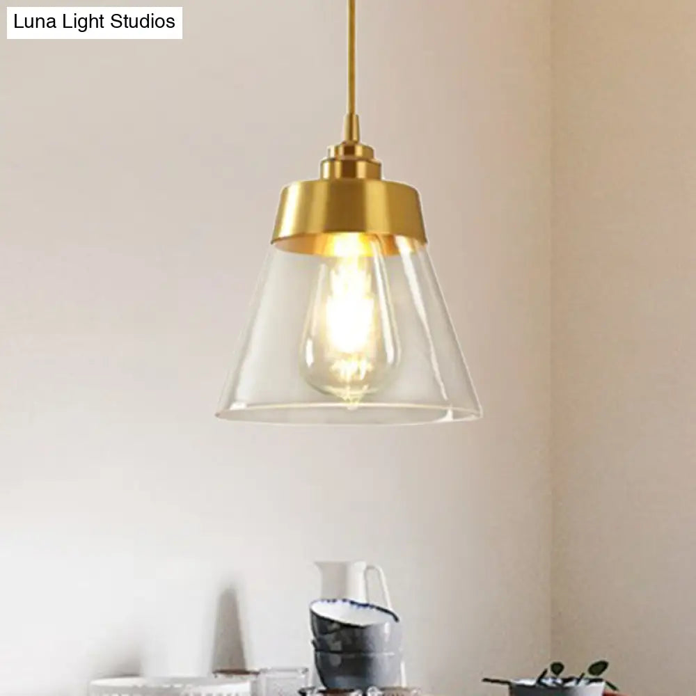 Trendy Trapezoid Glass Pendant Lamp For Cafe - Modern One-Light Shade Hanging Fixture