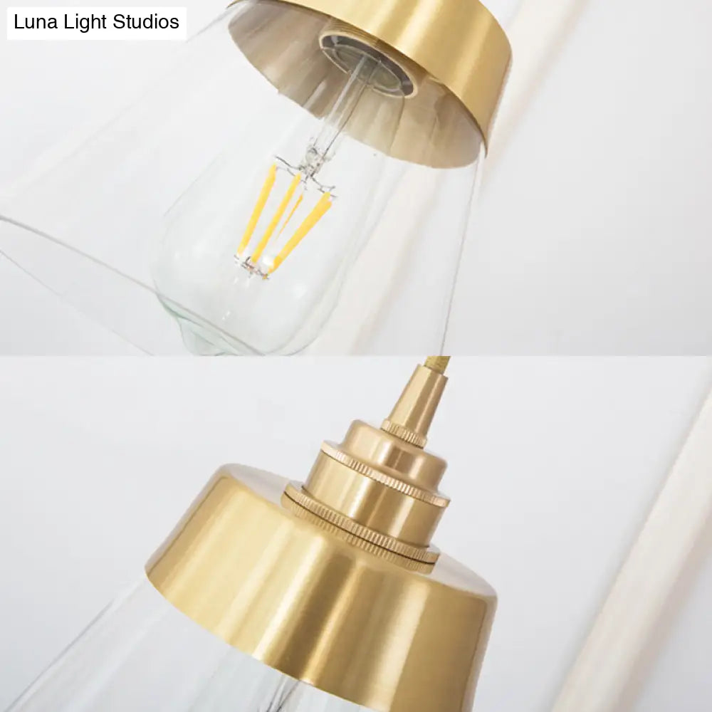 Trendy Trapezoid Glass Pendant Lamp For Cafe - Modern One-Light Shade Hanging Fixture