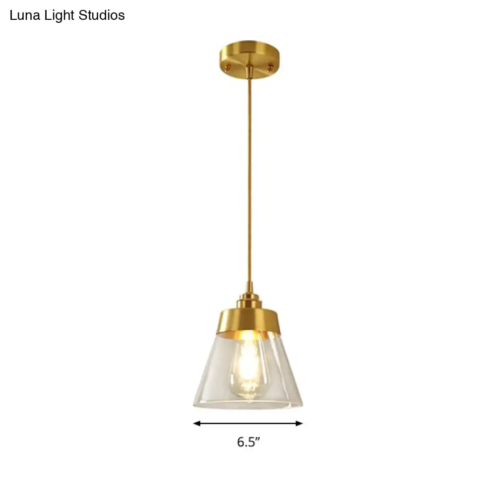 Contemporary Trapezoid Shade Pendant Lamp With Transparent Glass - Perfect Lighting Fixture For
