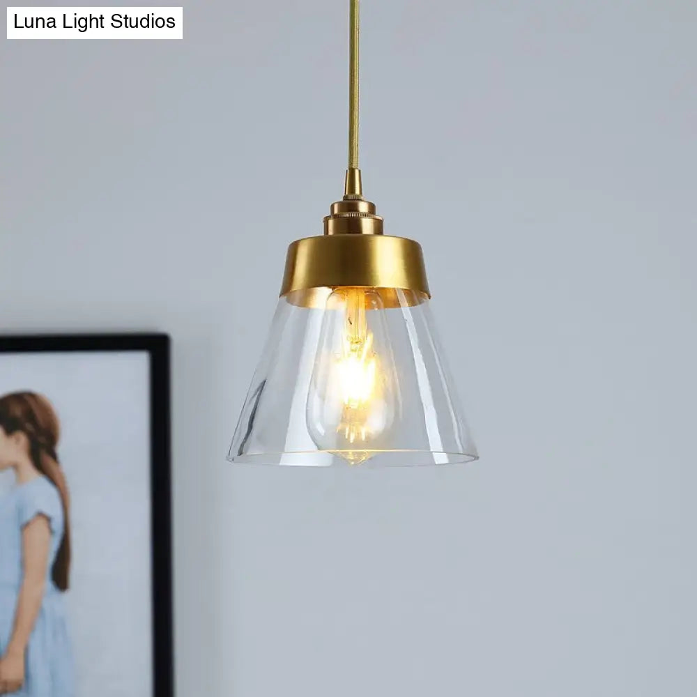 Contemporary Trapezoid Shade Pendant Lamp With Transparent Glass - Perfect Lighting Fixture For