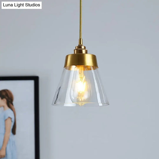 Contemporary Trapezoid Shade Pendant Lamp With Transparent Glass - Perfect Lighting Fixture For