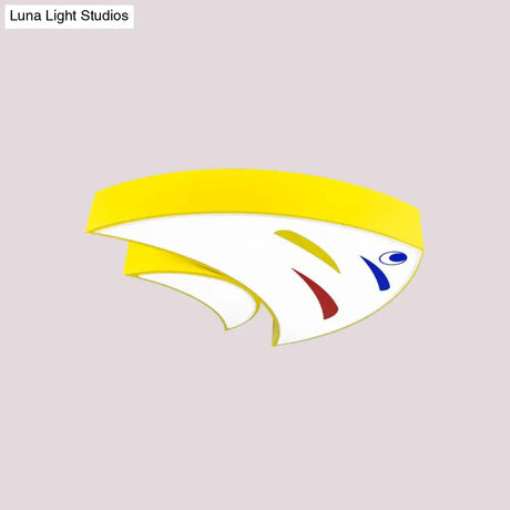 Tropical Fish Led Ceiling Light For Kids Rooms - Red/Yellow/Blue Acrylic Flush Mount Lamp