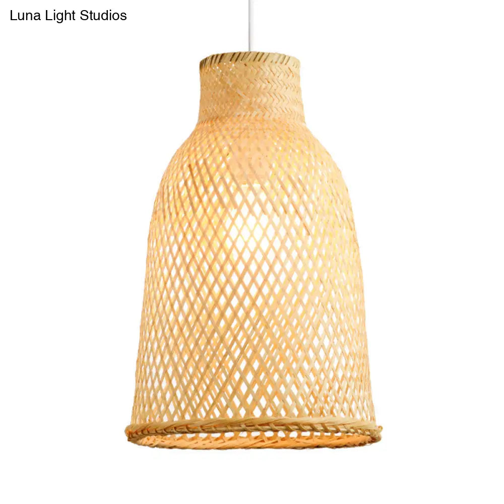 Trumpet Pendant Lighting Bamboo Wood Hanging Light Fixture