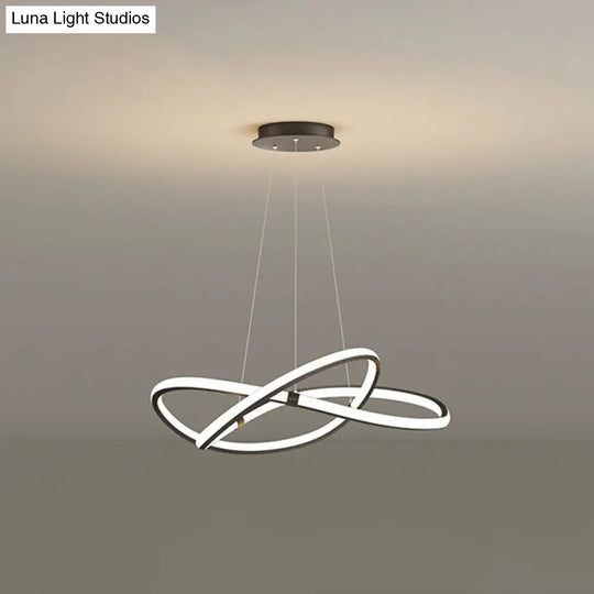 Modern Twist Chandelier Pendant Light For Living Room - Sleek Metal Design Black / 23.5 Remote