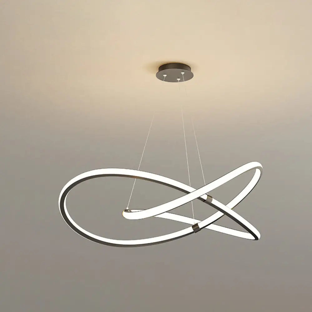 Twist Chandelier Metal Pendant Light For Living Room - Ultra-Modern Design Black / 31.5’ White