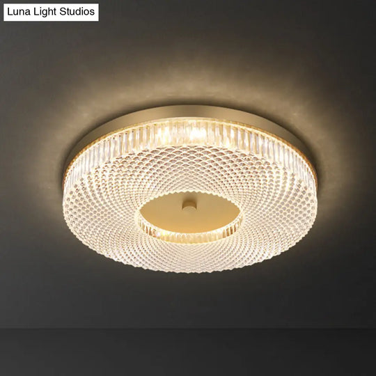 Ultra-Contemporary Crystal Round Flush Mount Ceiling Light For Bedroom