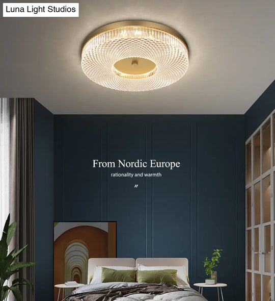 Ultra-Contemporary Crystal Round Flush Mount Ceiling Light For Bedroom