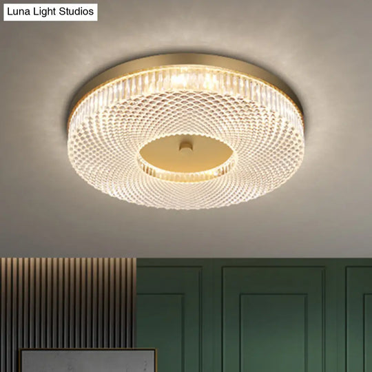 Ultra-Contemporary Crystal Round Flush Mount Ceiling Light For Bedroom