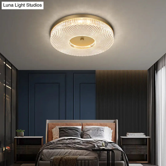 Ultra-Contemporary Crystal Round Flush Mount Ceiling Light For Bedroom