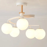 Ultra - Contemporary Milk Glass Semi Flush Mount Ceiling Light Fixture For Living Room 5 / White