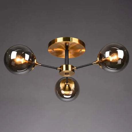 Ultra - Contemporary Sputnik Stained Glass Ceiling Light For Bedroom 3 / Smoke Gray