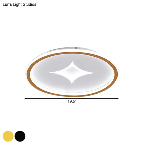 Ultra Slim Metal Led Ceiling Light In Black/Gold Warm/White - 16’/19.5’ Contemporary Flush