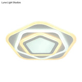 Ultra-Thin Acrylic Pentagonal Led Flush Mount Light - Minimalist White Fixture