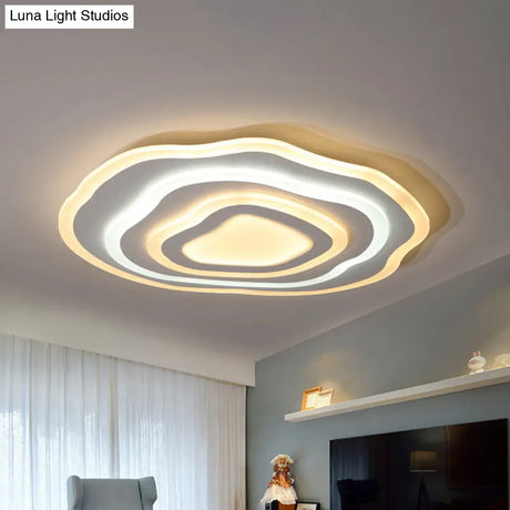 Ultra Thin Acrylic Ripple Ceiling Lamp - 19.5’/23.5’ W Simple White Led Light In Warm/White