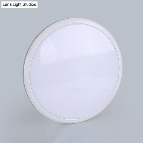 Ultra-Thin Round Led Ceiling Light For Kitchen - Simple White Design With Acrylic Flush Mount