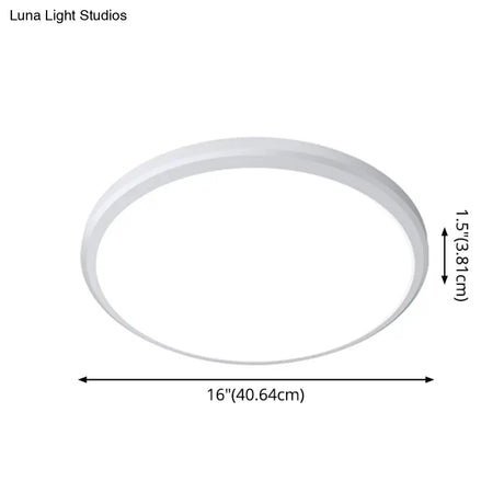 Ultra-Thin Round Led Ceiling Light For Kitchen - Simple White Design With Acrylic Flush Mount