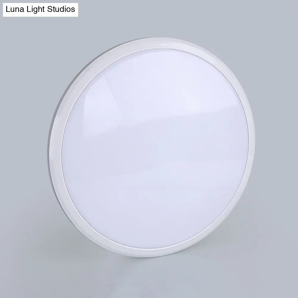 Ultra-Thin Round Led Ceiling Light For Kitchen - Simple White Design With Acrylic Flush Mount