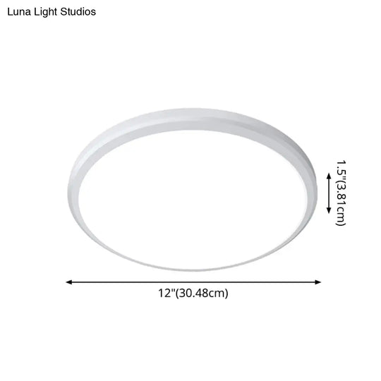 Ultra-Thin Round Led Ceiling Light For Kitchen - Simple White Design With Acrylic Flush Mount