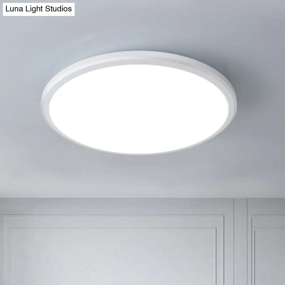 Ultra-Thin Round Led Ceiling Light For Kitchen - Simple White Design With Acrylic Flush Mount