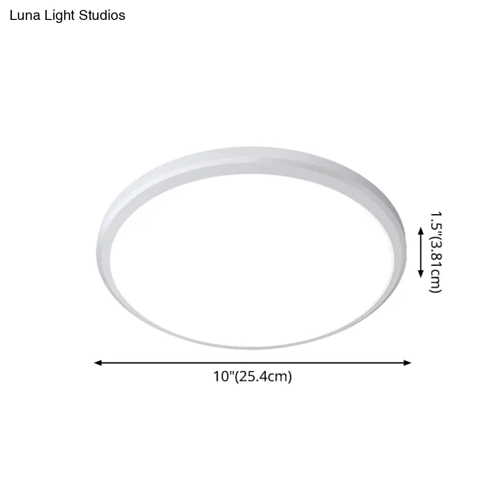 Ultra-Thin Round Led Ceiling Light For Kitchen - Simple White Design With Acrylic Flush Mount