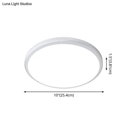Ultra-Thin Round Led Ceiling Light For Kitchen - Simple White Design With Acrylic Flush Mount