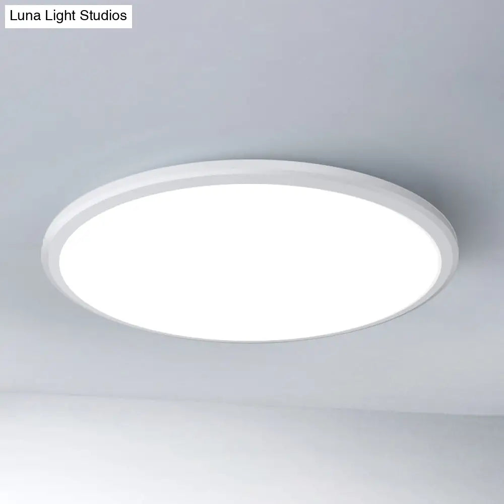 Ultra-Thin Round Led Ceiling Light For Kitchen - Simple White Design With Acrylic Flush Mount