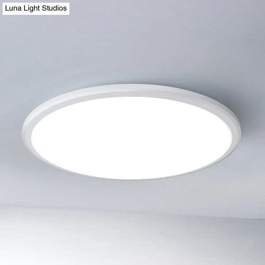 Ultra-Thin Round Led Ceiling Light For Kitchen - Simple White Design With Acrylic Flush Mount