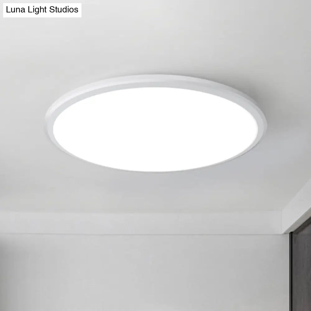 Ultra-Thin Round Led Ceiling Light For Kitchen - Simple White Design With Acrylic Flush Mount / 8