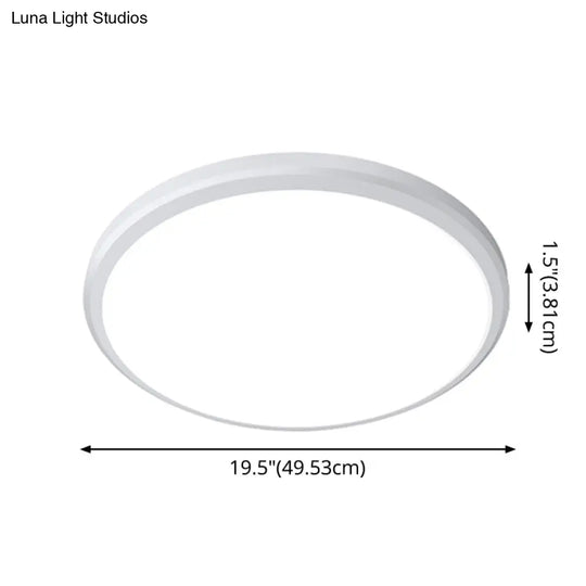 Ultra-Thin Round Led Ceiling Light For Kitchen - Simple White Design With Acrylic Flush Mount