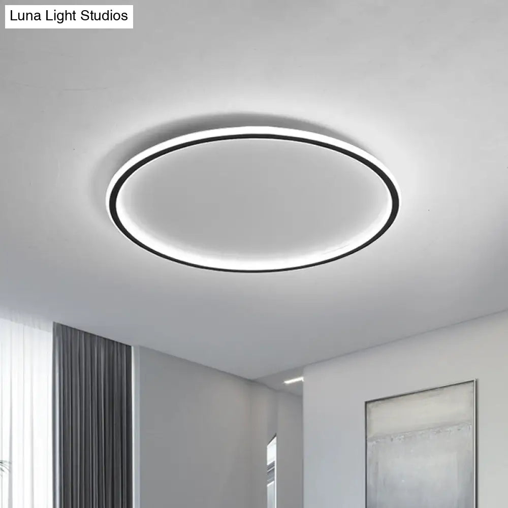 Ultrathin Flush Mount Led Ceiling Lamp In Black - Simple Acrylic Design For Living Room